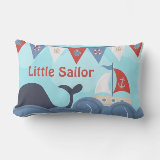 Nautical Sailboat Beach Ocean Whale Nursery Kussen (Voorkant)