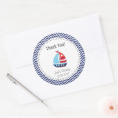Nautical Sailboat Birthday Dank je wel! Ronde Sticker (Envelop)