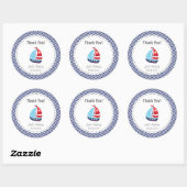 Nautical Sailboat Birthday Dank je wel! Ronde Sticker (Vel)