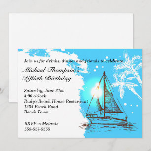Nautical Sailboat Birthday Kaart