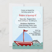 Nautical Sailboat Birthday Party Kaart (Voorkant)