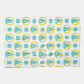Nautical Sailboat Blue & Yellow Ocean Lake Theme Theedoek (Horizontaal)