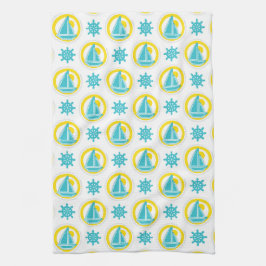Nautical Sailboat Blue & Yellow Ocean Lake Theme Theedoek