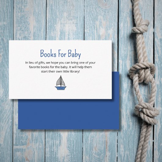 Nautical Sailboat Books Request Baby Shower Informatiekaartje