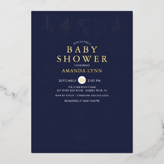 Nautical Sailboat Boy Baby shower Folie Uitnodiging (Voorkant)