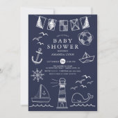Nautical Sailboat Boy Baby shower Kaart (Voorkant)