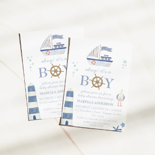 Nautical Sailboat Boy Baby shower Kaart
