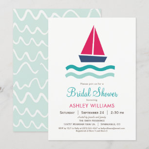 Nautical Sailboat Bridal Shower Kaart