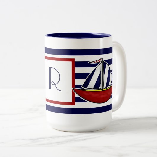 Nautical Sailboat Coffee Mok (Voorkant rechts)