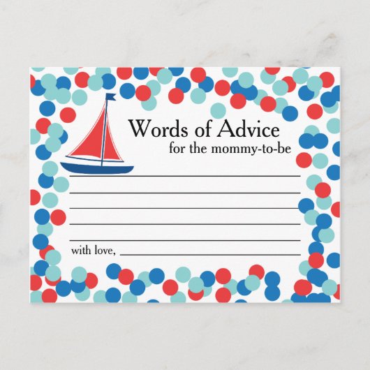 Nautical Sailboat Confetti Words of Advice Kaart (Voorkant)