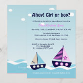 Nautical Sailboat Gender onthullen Genderneutraal Kaart (Voorkant / Achterkant)