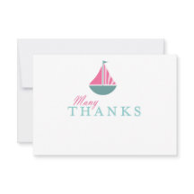 Nautical Sailboat Girl Baby shower Flat Hartelijk 