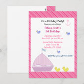 Nautical Sailboat Girls Birthday Uitnodiging (Voorkant / Achterkant)