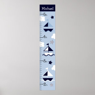 Nautical Sailboat Growth Chart Keep at 8x44! Poster