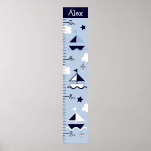 Nautical Sailboat Growth Chart Keep at 8x44! Poster