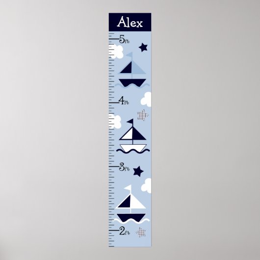 Nautical Sailboat Growth Chart Keep at 8x44! Poster (Voorkant)