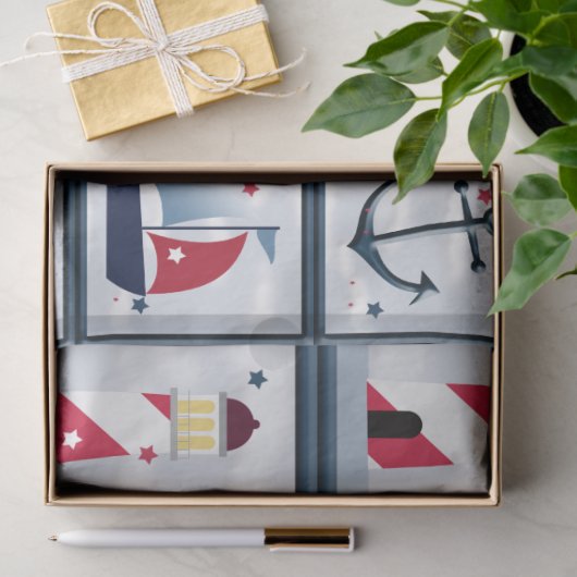 Nautical Sailboat Lighthouse Anchor Decoupage Tissuepapier (Geschenk)