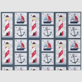 Nautical Sailboat Lighthouse Anchor Decoupage Tissuepapier