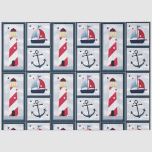 Nautical Sailboat Lighthouse Anchor Decoupage Tissuepapier