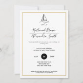 Nautical Sailboat Minimal Wedding Kaart (Voorkant)