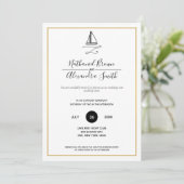 Nautical Sailboat Minimal Wedding Kaart (Staand voorkant)