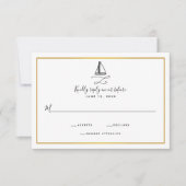 Nautical Sailboat Minimal Wedding RSVP Kaartje (Voorkant)