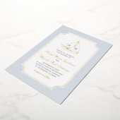 Nautical Sailboat Minimalist Preppy Wedding Folie Uitnodiging (Gedraaid)