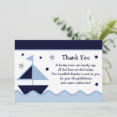 Nautical/Sailboat/Navy Baby shower - Hartelijk dan Bedankkaart (Staand voorkant)