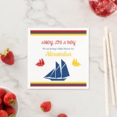 Nautical Sailboat Navy Blue Yellow Red Baby shower Servet (Insitu)