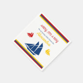 Nautical Sailboat Navy Blue Yellow Red Baby shower Servet (Hoek)