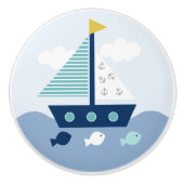 Nautical Sailboat Nursery Drawer Pull Knob Keramische Knop (Voorkant)