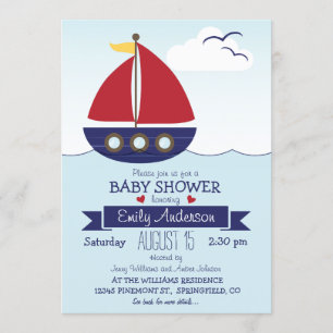 Nautical Sailboat, Ocean Baby shower of Sprinkle Kaart