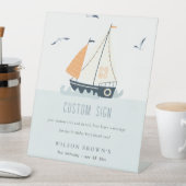 Nautical Sailboat Pastel Kind Birthday Custom Part Reclamebord Met Voetstuk (Insitu)
