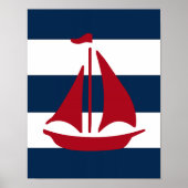 Nautical Sailboat print red, marvy and white (Voorkant)
