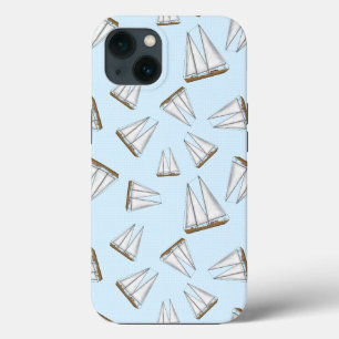 Nautical Sailboat Sailing Adventure Light Blue Case-Mate iPhone Case
