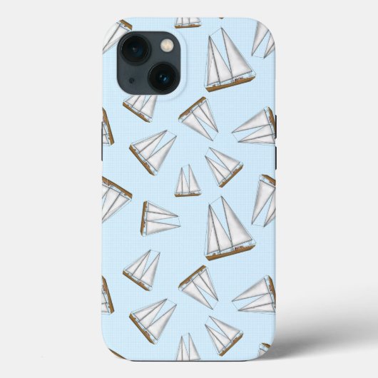 Nautical Sailboat Sailing Adventure Light Blue Case-Mate iPhone Case (Achterkant)
