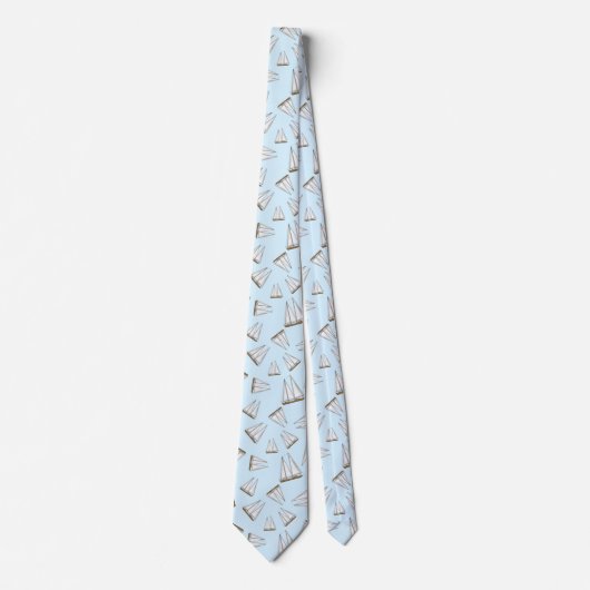 Nautical Sailboat Sailing Adventure Light Blue Stropdas (Voorkant)