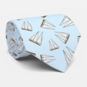 Nautical Sailboat Sailing Adventure Light Blue Stropdas (Opgerold)