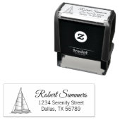 Nautical Sailboat Sailing Boat Yacht Adres 3 Zelfinktende Stempel (In situ)