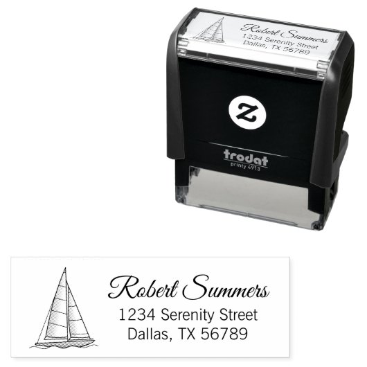 Nautical Sailboat Sailing Boat Yacht Adres 3 Zelfinktende Stempel (In situ)