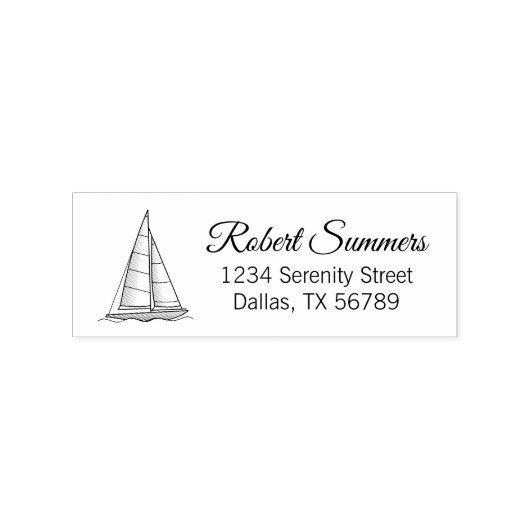 Nautical Sailboat Sailing Boat Yacht Adres 4 Rubberstempel (Afrduk)