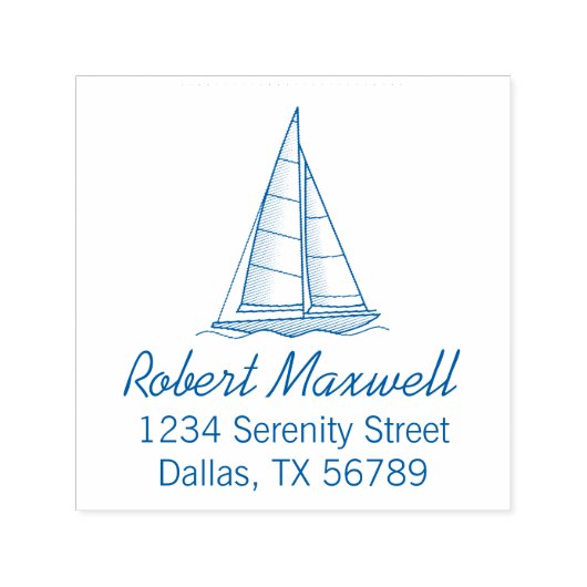 Nautical Sailboat Sailing Boat Yacht Adres 8 Zelfinktende Stempel (Design)