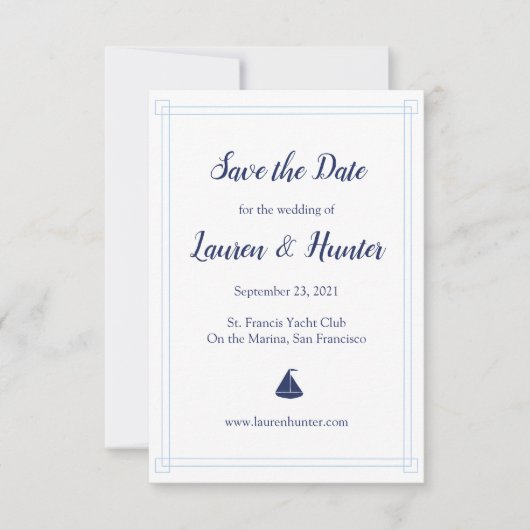Nautical Sailboat Save the Date (Voorkant)