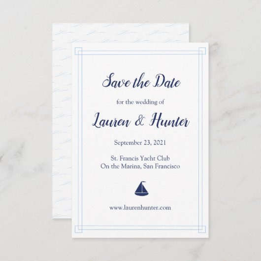 Nautical Sailboat Save the Date (Voorkant / Achterkant)