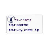 Nautical sailboat/ship/vessel blue silhouette  etiket (Voorkant)