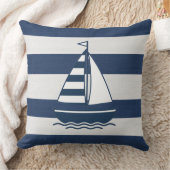 Nautical Sailboat & Stripe Navy White ID1255 Kussen (Deken)