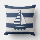 Nautical Sailboat & Stripe Navy White ID1255 Kussen (Voorkant)