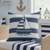 Nautical Sailboat & Stripe Navy White ID1255 Kussen
