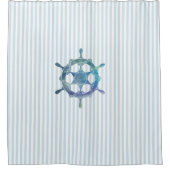 Nautical Sailboat Stripe Pattern Coastal  Douchegordijn (Voorkant)