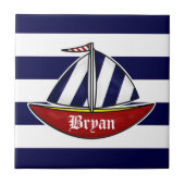 Nautical Sailboat Wall Tile Tegeltje (Voorkant)